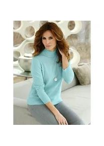 Classic Dog Stehkragenpullover CLASSIC "Kaschmir-Pullover", Damen, Gr. 44/46, blau (aqua, meliert), 100% Kaschmir, unifarben, Pullover Stehkragenpullover