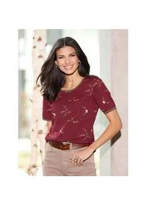 Kurzarmshirt Classic Basics "Shirt", Damen, Gr. 48, rot (dunkelrot), 100% Baumwolle, gebl&uuml;mt, gemustert, mehrfarbig, Rundhals, Shirts