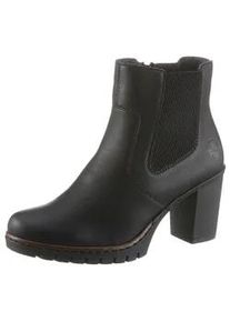 Stiefelette Rieker, Damen, Gr. 41, schwarz, Lederimitat, unifarben, Schuhe Stiefelette, Boots, Chelsea-Stiefelette, Blockabsatz, in elegantem Look