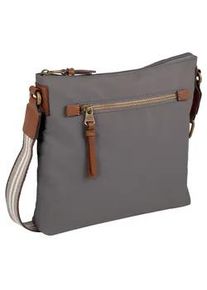 Umh&auml;ngetasche Camel Active "Bari", Damen, Gr. B/H/T: 23cm x 25cm x 5cm, grau, Nylon, kontrastfarbene Details, Taschen Umh&auml;ngetasche, aus hochwertigem matten Nylon mit gestreiftem Gewebeband