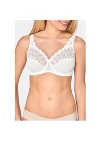 Minimizer-BH Triumph "Letizia W01 X", Damen, Gr. 100, Cup B, wei&szlig;, Spitze, Obermaterial: 77% Polyester, 14% Baumwolle, 5% Polyamid, 4% Elasthan, bestickt, leicht transparent, unifarben, BHs Minimizer-BH, verkleinert die Brust optisch um eine Cup-Gr&ouml;&szlig;e