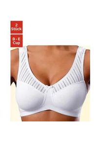 Soft-BH Nuance, Damen, Gr. 100, Cup E, wei&szlig; (2xwei&szlig;), Jersey, Obermaterial: 85% Baumwolle, 10% Polyamid, 5% Elasthan, BHs Soft-BH, ohne B&uuml;gel, mit schickem Streifenmaterial, Topseller