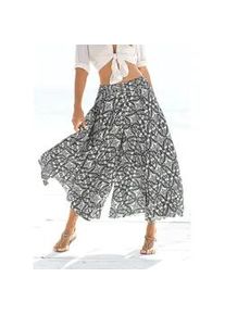 Hosenrock Lascana, Damen, Gr. 46, blau (marine, creme), Web, Obermaterial: 100% Polyester, bedruckt, figurumspielend kn&ouml;chellang, R&ouml;cke, mit Alloverdruck, Culotte, extraweites Bein