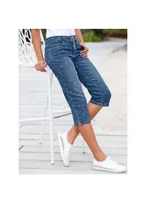 Caprijeans Casual Looks, Damen, Gr. 46, Normalgr&ouml;&szlig;en, blau (blau, stone, washed), 81% Baumwolle, 17% Polyester, 2% Elasthan, gemustert, mehrfarbig, 3/4-L&auml;nge, Jeans