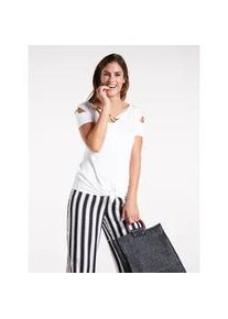 Rundhalsshirt "Shirt", Damen, Gr. 42, wei&szlig;, 95% Viskose, 5% Elasthan, Linea Tesini BY HEINE, unifarben, Rundhals, Shirts Rundhalsshirt