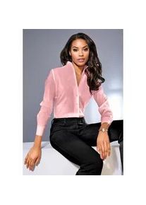 Langarmbluse Heine, Damen, Gr. 36, rosa (altrose), 97% Baumwolle, 3% Elasthan, unifarben, V-Ausschnitt, Blusen