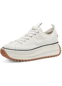 Plateausneaker Tamaris "Milena", Damen, Gr. 41, wei&szlig;, Synthetik, Textil, Schuhe Plateausneaker, Freizeitschuh, Halbschuh, Schn&uuml;rschuh in veganer Verarbeitung