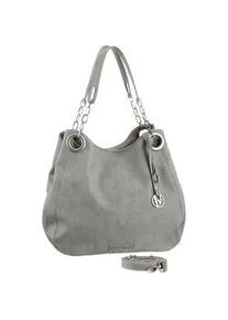 Henkeltasche Bruno Banani, Damen, Gr. B/H/T: 34cm x 30cm x 16cm, grau, Lederimitat, Taschen, mit Schmuckanh&auml;nger und silberfarbenen Details