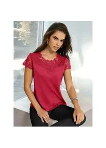 Spitzenshirt Lady "Shirt", Damen, Gr. 52, rot, 50% Baumwolle, 50% Modal, Spitze:100% Polyester, unifarben, Rundhals, Shirts