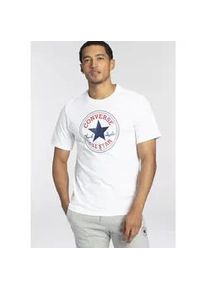 T-Shirt Converse "Converse GO-TO ALL STAR PATCH STANDARD-FIT T-SHIRT", Damen, Gr. XS, wei&szlig;, Single Jersey, Obermaterial: 100% Baumwolle, Rundhals, Shirts T-Shirt, Unisex