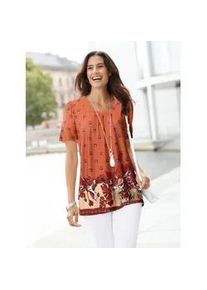 Tunikashirt Inspirationen "Shirt", Damen, Gr. 38, orange (papaya, bedruckt), 95% Viskose, 5% Elasthan, bedruckt, gebl&uuml;mt, gemustert, mehrfarbig, Rundhals, Shirts