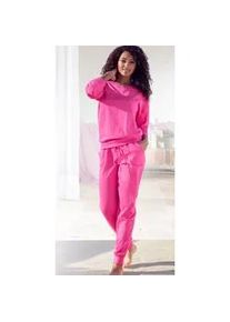 Pyjama Kangaroos, Damen, Gr. 44/46, pink, Single Jersey, Obermaterial: 100% Baumwolle, bedruckt, Basic, bequem lang, Rundhals, Rippb&uuml;ndchen, Homewear-Sets Pyjama, mit Slogan-Frontdruck