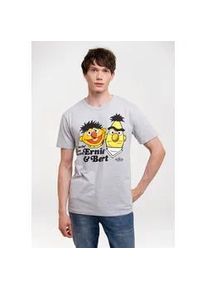 T-Shirt logoshirt "Ernie & Bert - Havin`Fun", Damen, Gr. 3XL, grau (grau, mehrfarbig), 95% Baumwolle, 5% Viskose, bedruckt, normal, Rundhals, Shirts T-Shirt, mit Retro-Print