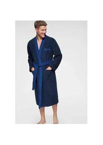 H.I.S. Unisex-Bademantel H.I.S "Hannes, ideal f&uuml;r Sauna & Spa, Hotelbademantel, Morgenmantel" Gr. XXXL, blau (marine), L:125cm, Walkfrottee, Hausm&auml;ntel, f&uuml;r Damen & Herren, lang, mit Taschen, S-3XL