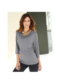 Wasserfallshirt Inspirationen "Shirt", Damen, Gr. 54, grau (anthrazit), 95% Viskose, 5% Elasthan, unifarben, Wasserfallausschnitt, Shirts