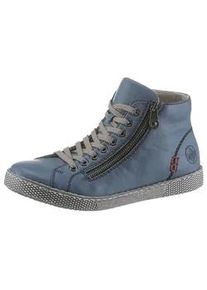 Schn&uuml;rboots Rieker, Damen, Gr. 37, blau (stahlblau), Lederimitat, unifarben, Schuhe Schn&uuml;rboots, Schn&uuml;rstiefelette, Casual-Boots mit Rei&szlig;verschluss au&szlig;en, Topseller