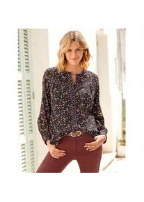 Langarmbluse Inspirationen, Damen, Gr. 54, braun (schwarz, rotbraun, bedruckt), 100% Viskose, bedruckt, gebl&uuml;mt, gemustert, mehrfarbig, Rundhals, Blusen