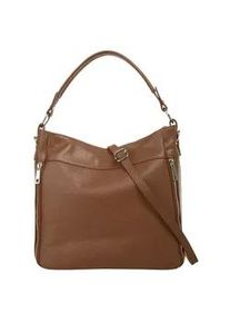 Henkeltasche CLUTY, Damen, Gr. B/H/T: 35cm x 27cm x 9cm onesize, braun, Leder, unifarben, Taschen, echt Leder, Made in Italy