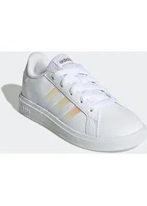 Sneaker Adidas SPORTSWEAR "GRAND COURT LIFESTYLE LACE TENNIS", M&auml;dchen, Gr. 39, wei&szlig; (cloud wei&szlig;, iridescent, ftwr wei&szlig;), Synthetik, Textil, Schuhe Sneaker, Design auf den Spuren des Adidas Superstar, f&uuml;r Kinder & Jugendliche