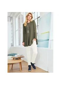 Strickpullover Heine "Pullover", Damen, Gr. 48, gr&uuml;n (khaki), 70% Viskose, 30% Polyamid, unifarben, Pullover Strickpullover