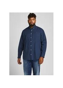 Jack & Jones PlusSize Langarmhemd "OXFORD SHIRT", Herren, Gr. XXXL (60/62), N-Gr, blau (navy blazer), Web, Obermaterial: 100% Baumwolle, JACK & JONES PLUSSIZE, unifarben, normal, Rundhals, Hemden