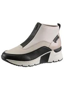 Schlupfboots Rieker, Damen, Gr. 42, beige (creme, schwarz), Lacklederimitat, Lederimitat, Textil, Schuhe Schlupfboots, Stiefelette, High Top Sneaker mit Rei&szlig;verschluss auf der Vorderseite