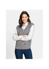 Pullunder Inspirationen "Pullunder", Damen, Gr. 46, grau (steingrau, meliert), 50% Baumwolle, 50% Polyacryl, unifarben, Pullover Pullunder