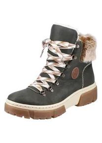 Winterboots Rieker, Damen, Gr. 38, gr&uuml;n, Lederimitat, Textil, Schuhe Winterboots, Winterstiefelette, Schn&uuml;rboots, Plateau, mit Warmfutter-Ausstattung