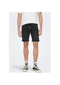 Only & Sons Jeansshorts ONLY & SONS "ONSPLY LIGHT BLUE 5189 SHORTS DNM NOOS", Herren, Gr. M, N-Gr, schwarz (washed schwarz), Denim/Jeans, Obermaterial: 86% Baumwolle, 12% Polyester, 2% Elasthan, unifarben, Basic schmal, Jeans Jeansshorts