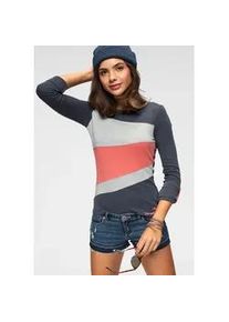 Longsleeve Kangaroos, Damen, Gr. 32/34, bunt (marine, meliert, koralle), Rippware, Obermaterial: 70% Baumwolle, 28% Polyester, 2% Viskose, kontrastfarbene Details, meliert, sehr figurbetont h&uuml;ftlang, Rundhals, krempelbar, Shirts, Langarm, figurbetonte Passform, unifarben, Rundhalsausschnitt