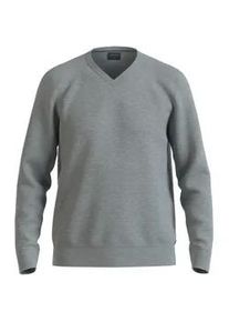 V-Ausschnitt-Pullover OLYMP "OLYMP Strick Casual", Herren, Gr. L, grau (silbergrau), Obermaterial: 100% Schurwolle, tailliert, V-Ausschnitt, Pullover, klassischer Strickpullover