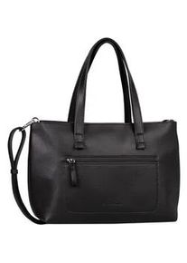 Shopper Tom Tailor "Elis", Damen, Gr. B/H/T: 35cm x 22cm x 13cm, schwarz, Polyurethan, clean, gepflegt, gepr&auml;gtes Muster, unifarben, Taschen Shopper, aus weich gek&ouml;rntem Lederimitat auff&auml;llige Ziernaht und feinem Logo