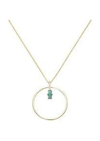 Kette mit Anh&auml;nger "Anh&auml;nger mit Zirkonia und Kristallstein, vergoldet, Silber 925", gr&uuml;n, Giorgio Martello MILANO, Halsketten, Damen, 45cm, Silber 925 (Sterlingsilber)