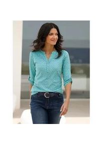 3/4-Arm-Shirt Classic Basics "Shirt", Damen, Gr. 38, blau (ozean, bedruckt), 100% Baumwolle, bedruckt, gemustert, Rundhals, Shirts 3/4-Arm-Shirt