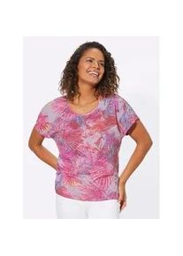 Rundhalsshirt Classic Basics "Shirt", Damen, Gr. 48, bunt (fuchsia, aqua, bedruckt), 50% Baumwolle, 50% Polyester, gemustert, mehrfarbig, Rundhals, Shirts Rundhalsshirt