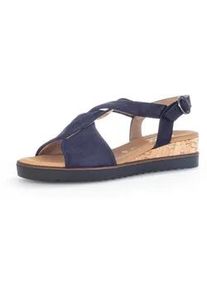 Sandalette Gabor "GENUA", Damen, Gr. 41, blau (dunkelblau), Nubukleder, Schuhe Sandalette, Sommerschuh, Sandale, Keilabsatz, mit verstellbarem Fersenriemchen
