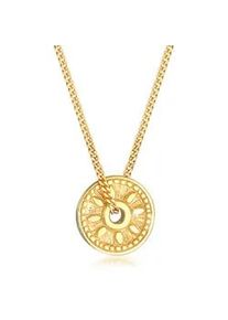 Kette mit Anh&auml;nger Elli "Coin M&uuml;nze Sonne Antik Vintage 925er Silber", gold, Halsketten, Damen, 42, ohne Stein, Silber 925 (Sterlingsilber), L: 42