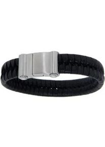 Armband Firetti "Schmuck Geschenk Lederarmband, Verschlu&szlig; gravierbar", schwarz (edelstahlfarben, schwarz), Armb&auml;nder, Damen, 21cm, Edelstahl, Armband