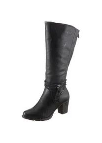Stiefel Rieker, Damen, Gr. 36, XL-Schaft, schwarz, Lederimitat, unifarben, Schuhe Stiefel, Langschaftstiefel, mit Zierb&auml;nder, XL-Schaft, Topseller
