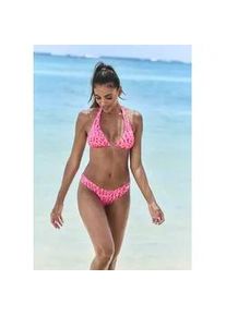 Triangel-Bikini-Top ELBSAND "Letra", Damen, Gr. 38, Cup A/B, orange (koralle), Recycling-Polyamid, bedruckt, Bikini-Oberteile, mit tollem Wording