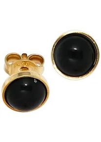 Paar Ohrstecker Jobo "Ohrringe mit Onyx", gold (gelbgold 333), Ohrringe, Damen, 6,8mm, Gelbgold 333, 333 Gold