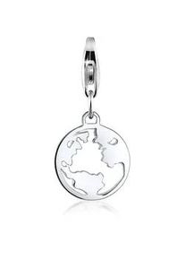 Charm-Einh&auml;nger NENALINA "Anh&auml;nger Welt Weltkugel Cut-Out 925er Silber", silber, Charms, Damen, ohne Stein, Silber 925 (Sterlingsilber)