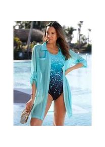 Badeanzug feel good, Damen, Gr. 40, Cup C, bunt (marine, t&uuml;rkis, bedruckt), Elasthan, Polyamid, Badeanz&uuml;ge Badeanzug