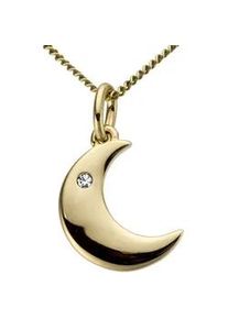 Kettenanh&auml;nger Firetti "Schmuck Geschenk Gold 333 Halsschmuck Anh&auml;nger f&uuml;r Halskette Mond", gold (gelbgold, 333, wei&szlig;, wwei&szlig;), Schmuckanh&auml;nger, Damen, 0,01 P2 = erkennbare Einschl&uuml;sse, Diamanten Gelbgold 333, 0,5 g, Diamanten, Gelbgold 333, Kettenanh&auml;nger, mit Brillant