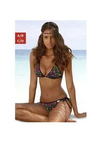 Triangel-Bikini Buffalo, Damen, Gr. 44, Cup C/D, schwarz (schwarz bedruckt), Microfaser, Ethnomuster, bedruckt, Bikini-Sets Triangel-Bikini, bunter Ethnomuster