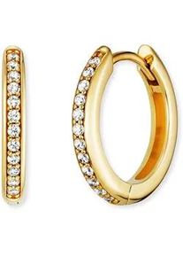 Paar Creolen Engelsrufer "Lola", gold (gelbgoldfarben, kristallwei&szlig;, kristallwei&szlig;), Ohrringe, Damen, 16mm, Silber 925 (Sterlingsilber), mit Zirkonia (synth.)