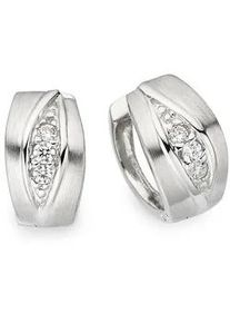 Paar Creolen Firetti "Schmuck Geschenk Silber 925 Ohrschmuck Ohrringe", silber (silberfarben, kristallwei&szlig;, kristallwei&szlig;), Ohrringe, Damen, 13mm, Silber 925 (Sterlingsilber), mit Zirkonia (synth.)