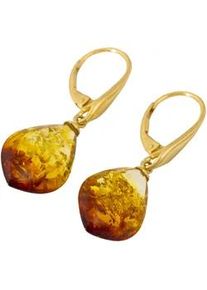 Paar Ohrh&auml;nger Firetti "Schmuck Geschenk Silber 925 Ohrschmuck Patentbrisur Tropfen Bernstein", gold (silber, 925, gelbgoldfarben, bernsteinfarben, bernsteinfarben), Ohrringe, Damen, Silber 925 (Sterlingsilber), mit Bernstein