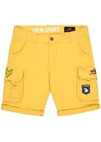 Shorts Alpha Industries "Crew Short Patch", Herren, Gr. 33, Normalgr&ouml;&szlig;en, gelb (wheat), Obermaterial: 98% Baumwolle, 2% Elastan; Futter: 100% Baumwolle, Hosen Shorts
