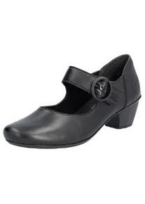 Spangenpumps Rieker, Damen, Gr. 37, schwarz, Leder, Lederimitat, unifarben, Schuhe Spangenpumps, Festtagsschuh, Pumps, Trichterabsatz, mit Klettriemchen